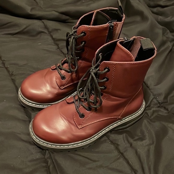 Torrid Burgundy Combat Boots - Picture 1 of 6